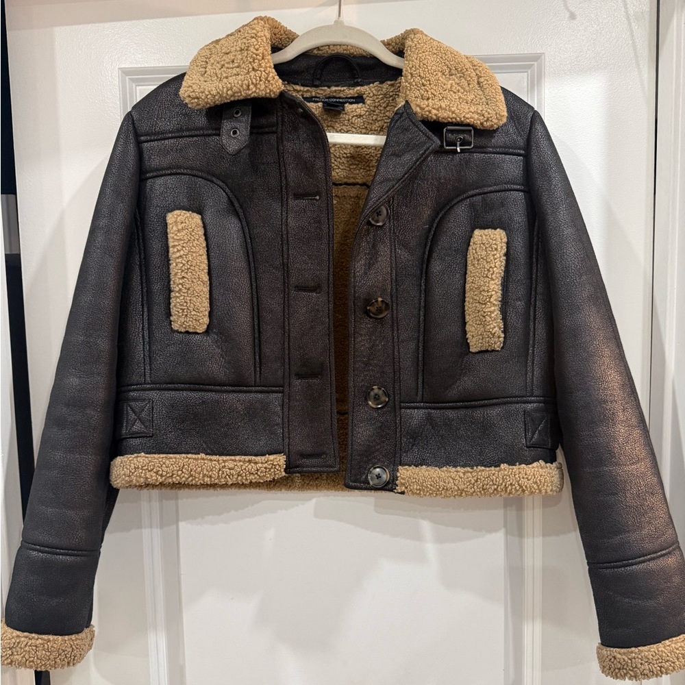 French Connection Belen Cropped Leather Jacket